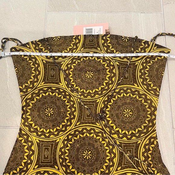 NWT Designer Alexis Yellow Minari Mesh Mini Dress with Halter Tie - Picture 9 of 12